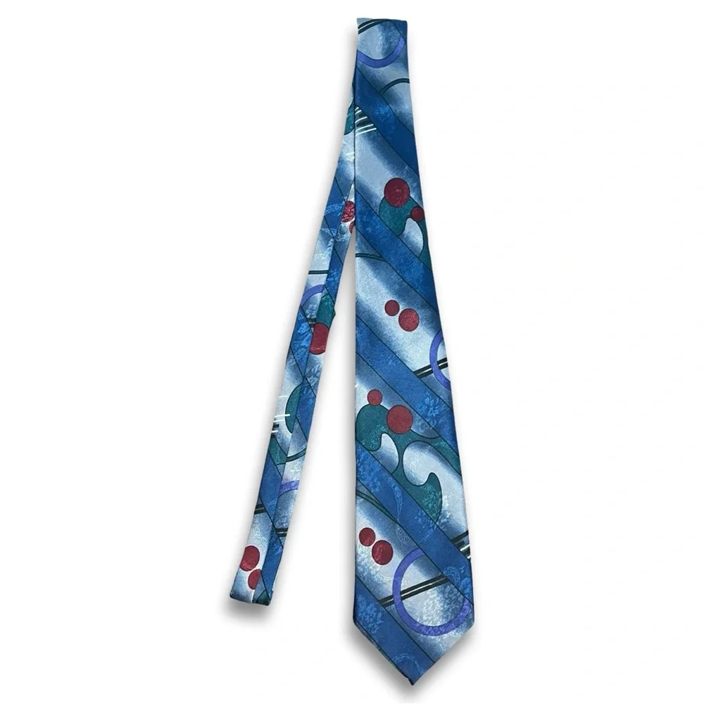 Empiere Armani Italy Vintage Men’s Blue Abstract Silk Necktie 57”